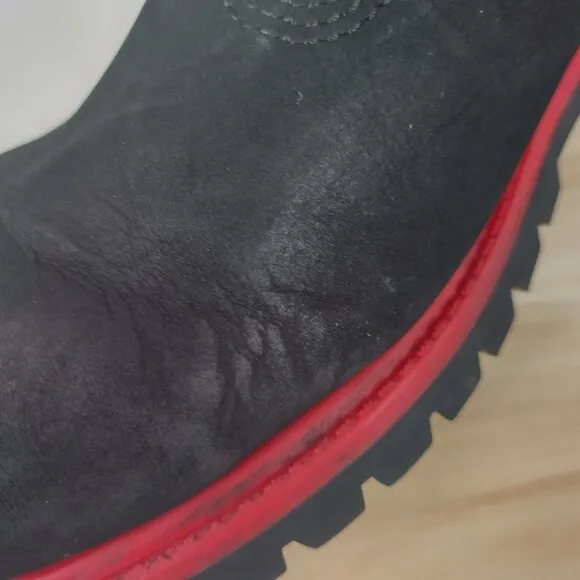 Timberland Work Boots w/ reflective topline Black w/ Red Shank Men US 13M
