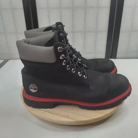 Timberland Work Boots w/ reflective topline Black w/ Red Shank Men US 13M