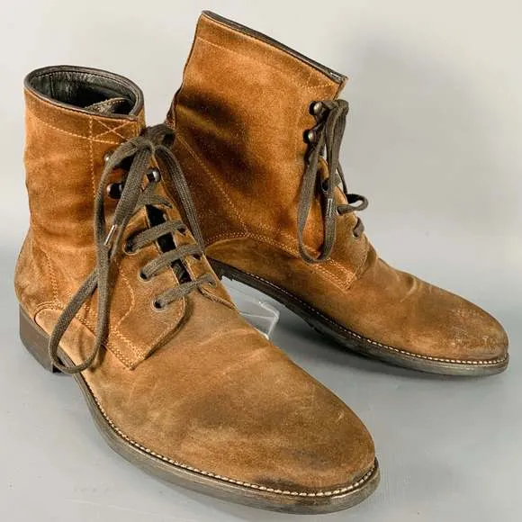 TO BOOT NY Brown Roughout Leather Lace-Up Ankle Boots