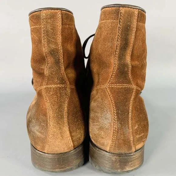 TO BOOT NY Brown Roughout Leather Lace-Up Ankle Boots