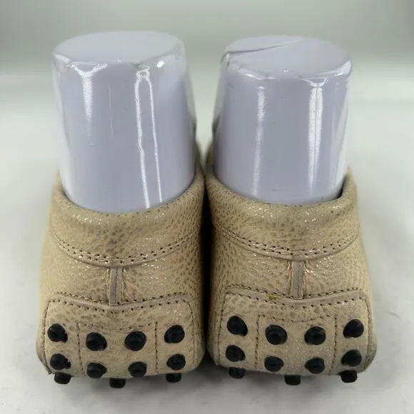 Tods Slip On Gommino Driving Loafer US 7 Women's Beige Flats Designer Shoes