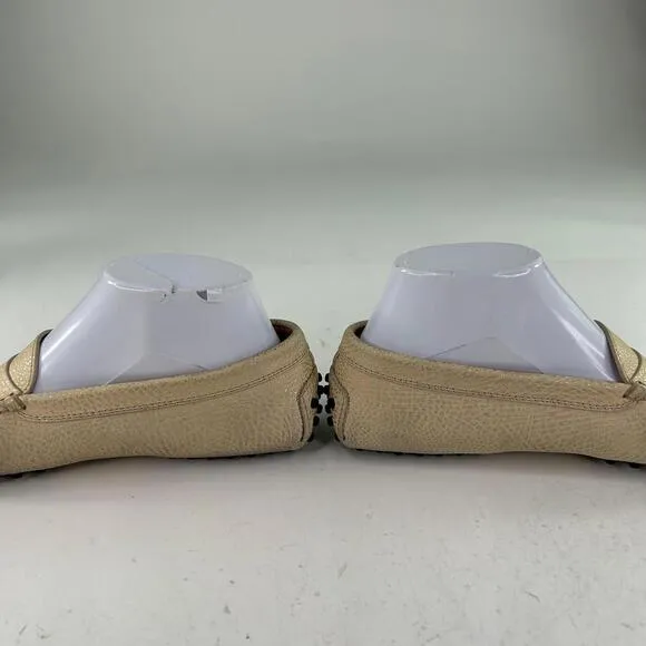 Tods Slip On Gommino Driving Loafer US 7 Women's Beige Flats Designer Shoes