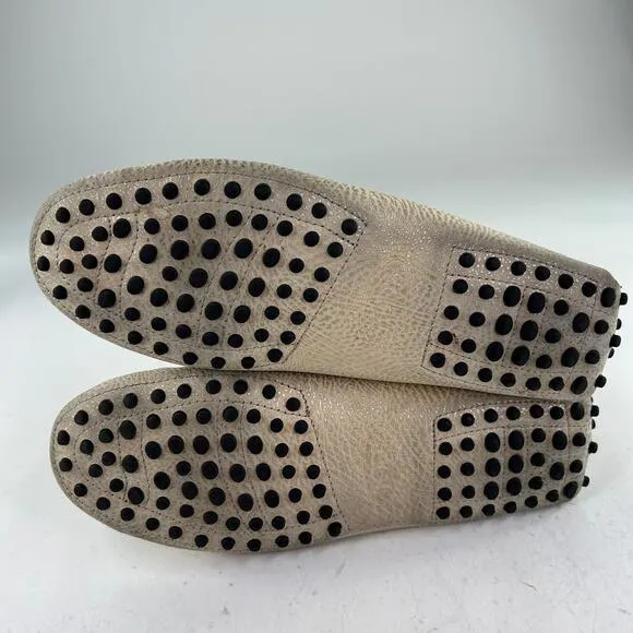 Tods Slip On Gommino Driving Loafer US 7 Women's Beige Flats Designer Shoes
