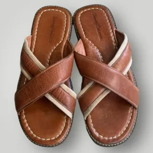 TOMMY BAHAMA Anchors Away Leather &amp; Linen Slide Men’s Sandal‎ | Side 10