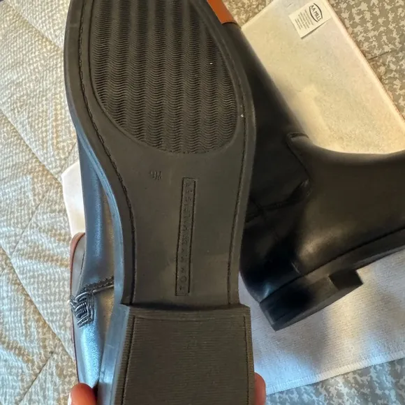 Tommy Hilfiger Black and Tan Leather Riding Boots