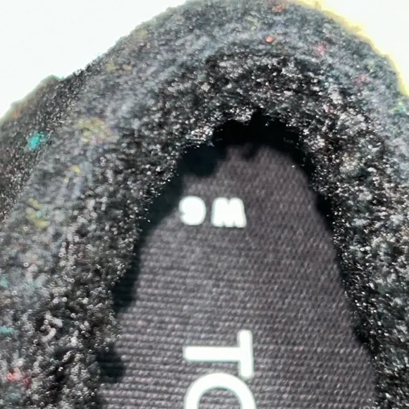 **TOMS Alpargata Black Repreve Speckled Twill Faux Shearling Shoes  (99)
