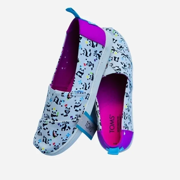Toms Kids Panda Party Alpargata Canvas Slip On Shoes
