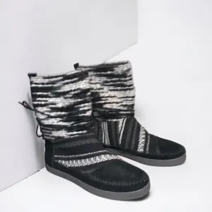 TOMS Women's Nepal Black Suede/Textile Mix Winter Boots (BR666)