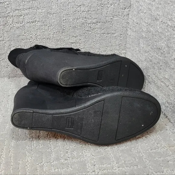 TOMS Women's Size US 9 Black Platform Wedge Fashion Ankle Boots Booties
