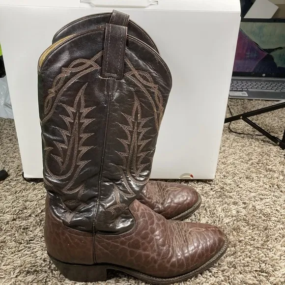 Tony Lama Boots Mens 8D Western Brown Leather Outdoor Made in Mexico VM2965