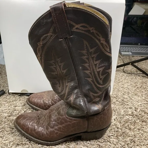 Tony Lama Boots Mens 8D Western Brown Leather Outdoor Made in Mexico VM2965