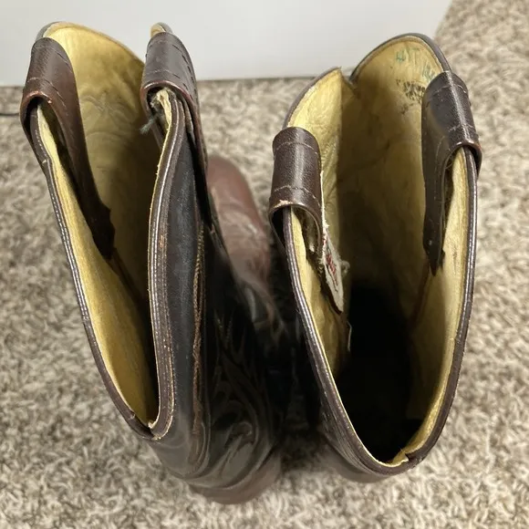 Tony Lama Boots Mens 8D Western Brown Leather Outdoor Made in Mexico VM2965