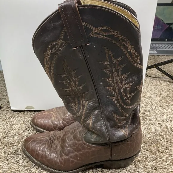 Tony Lama Boots Mens 8D Western Brown Leather Outdoor Made in Mexico VM2965