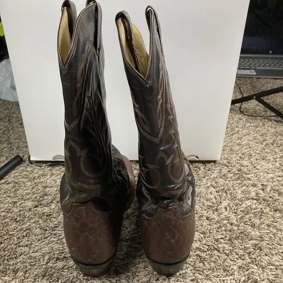 Tony Lama Boots Mens 8D Western Brown Leather Outdoor Made in Mexico VM2965