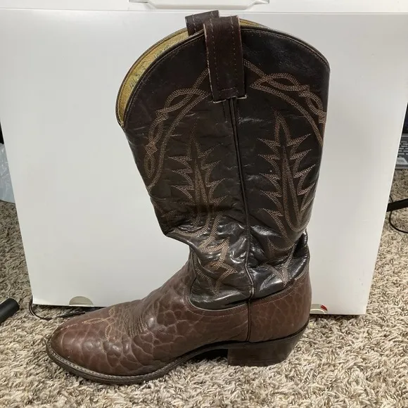 Tony Lama Boots Mens 8D Western Brown Leather Outdoor Made in Mexico VM2965