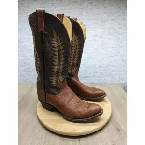 Tony Lama Cowboy Boots Western Leather Embroidered Details Mens Size 8