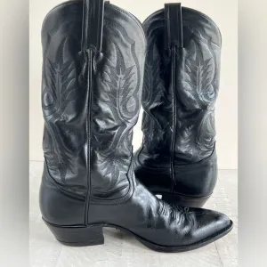 Tony Lama Men's Western Black Leather Cowboy Boots size 10D