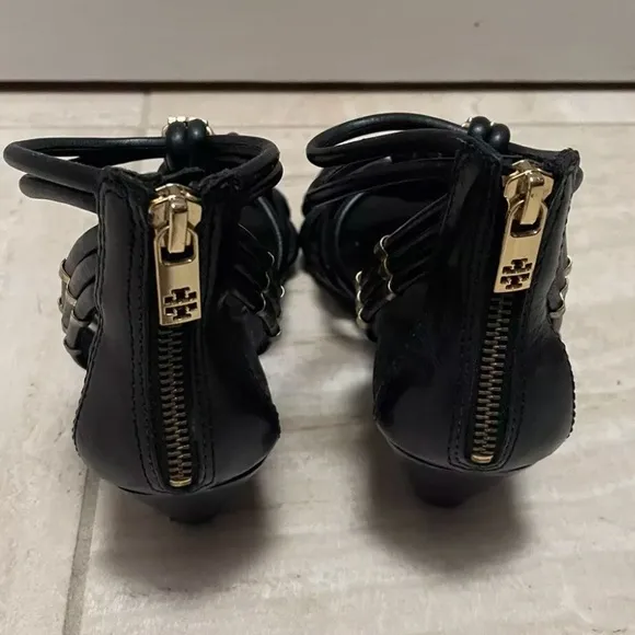 Tory Burch Constance black leather braided sandals