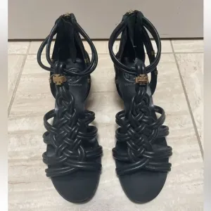 Tory Burch Constance black leather braided sandals