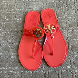 Tory Burch Mini Miller Jelly Orange / Peach Thong Sandals Women Sz 6 M Flip Flop