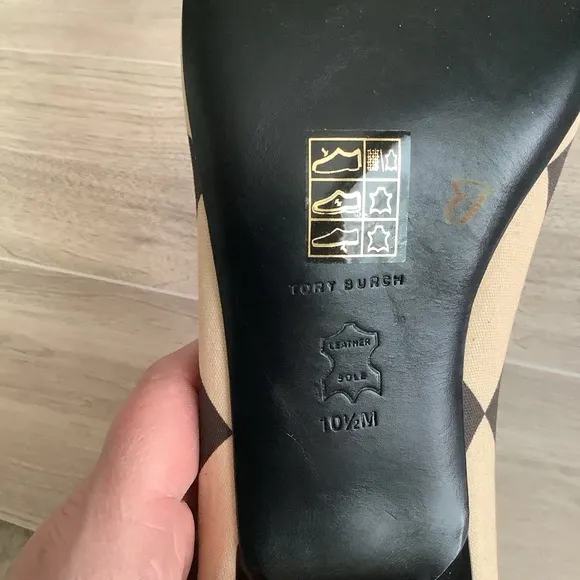 TORY BURCH Slip On Heels Harlequin Checkered Pointed Shoes Size 10.5 US Black