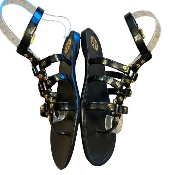 Tory Burch Vaughn Gladiator Sandals Womens 27 EU 10.5 US Black Jelly Shoes