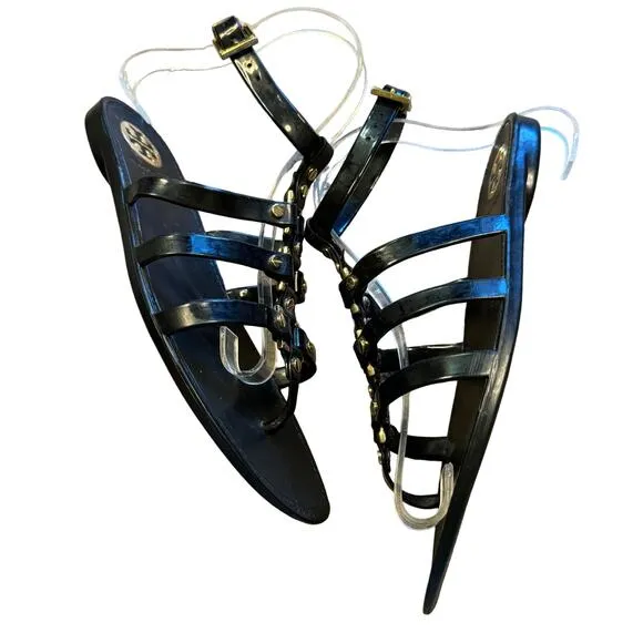 Tory Burch Vaughn Gladiator Sandals Womens 27 EU 10.5 US Black Jelly Shoes