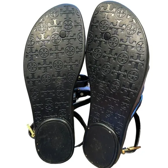 Tory Burch Vaughn Gladiator Sandals Womens 27 EU 10.5 US Black Jelly Shoes