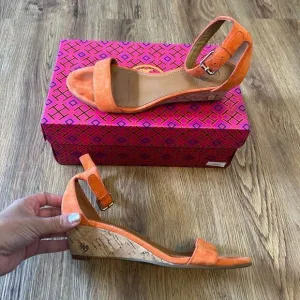 Tory Burch wedge heeled ankle strap sandals shoes women’s 6.5