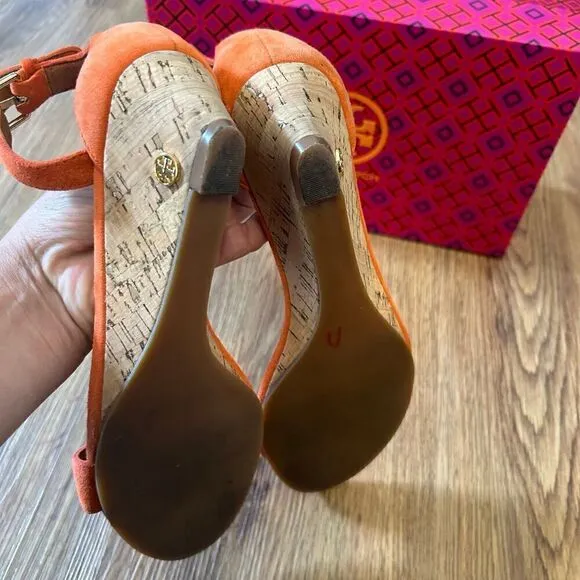 Tory Burch wedge heeled ankle strap sandals shoes women’s 6.5