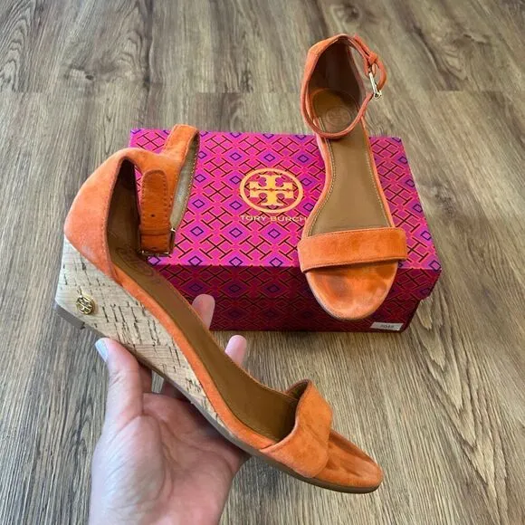 Tory Burch wedge heeled ankle strap sandals shoes women’s 6.5