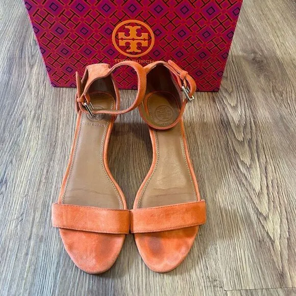 Tory Burch wedge heeled ankle strap sandals shoes women’s 6.5