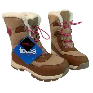 Totes Kids Double Slalom Girls Waterproof Snow Boots Sand Size 4 Med