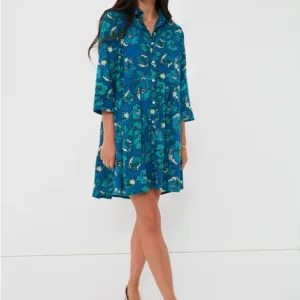Tuckernuck Ro’s Garden Exclusive Blue Guadalupe Deauville Dress, Size Large