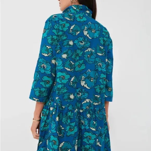 Tuckernuck Ro’s Garden Exclusive Blue Guadalupe Deauville Dress, Size Large