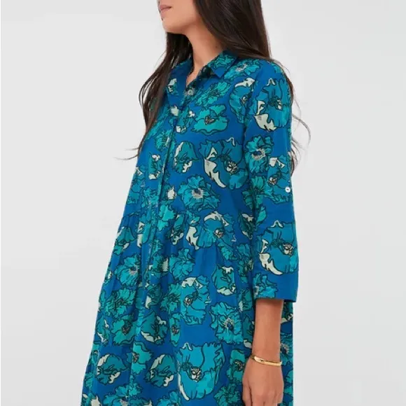 Tuckernuck Ro’s Garden Exclusive Blue Guadalupe Deauville Dress, Size Large