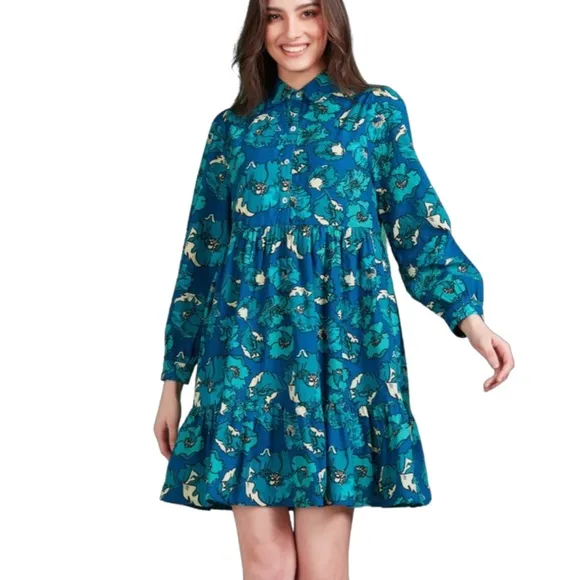Tuckernuck Ro’s Garden Exclusive Blue Guadalupe Deauville Dress, Size Large