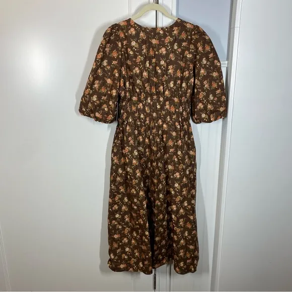 Tuckernuck Rosewood Chintz Marlena Floral Brown Boho Midi Dress Size Small NWT