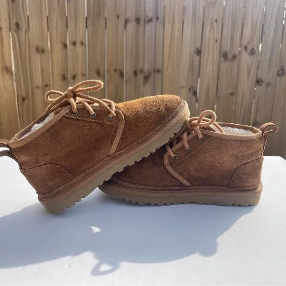 UGG 1094269 Neumel Chestnut Brown Suede Fur Low Women's BOOTS Size 6