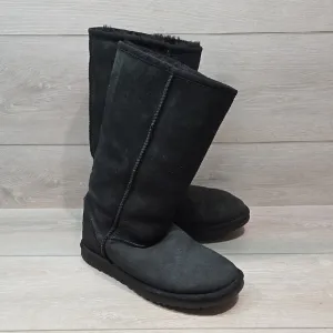 Ugg Australia 5815 Women's Tall SheepskinBlack Suede Boots Shoes Sz 8