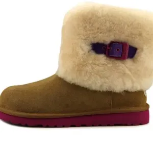 UGG Australia Ellee Shearling Cuff Boots Chestnut w/ Pink Sole Girls 4 / Woman 7