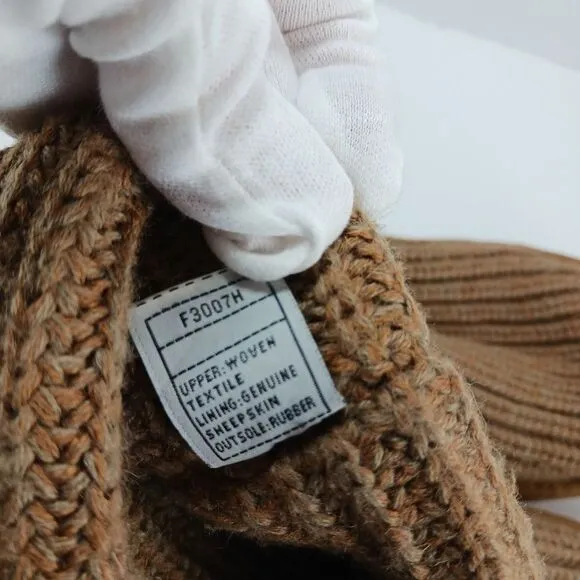 UGG Classic Cardy Tall Knit Crochet Boots Tan Size 7.  5817 Sheepskin Footbed
