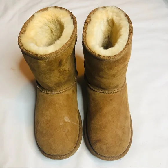 UGG Classic short ll fur genuine leather suede chestnut sheepskin boots