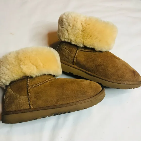 UGG Classic short ll fur genuine leather suede chestnut sheepskin boots