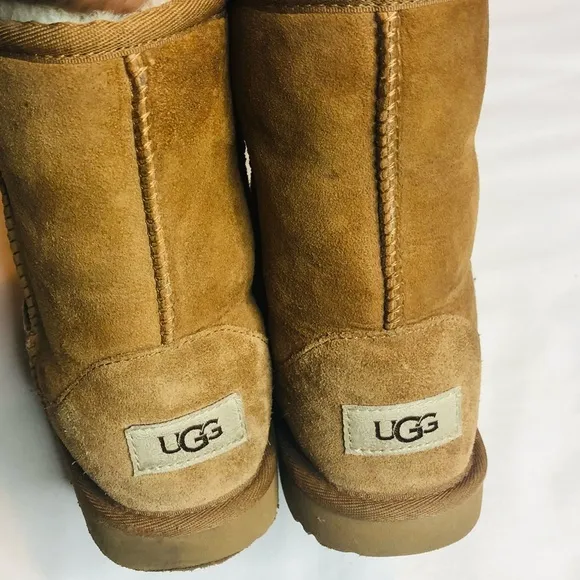 UGG Classic short ll fur genuine leather suede chestnut sheepskin boots
