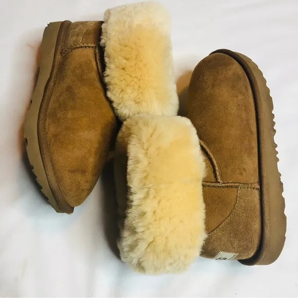UGG Classic short ll fur genuine leather suede chestnut sheepskin boots