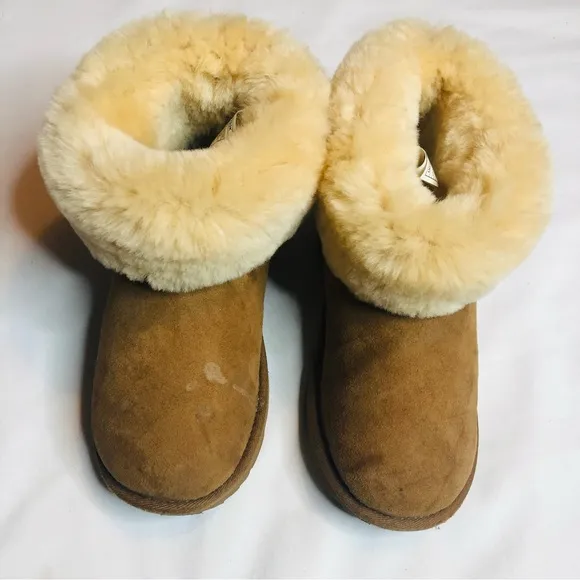 UGG Classic short ll fur genuine leather suede chestnut sheepskin boots