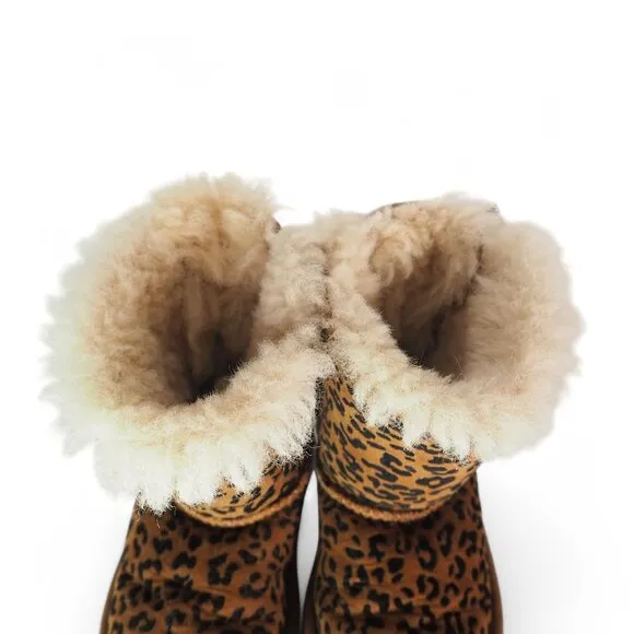 UGG Exotic Bailey Bow II Leopard Cheetah Print Boots Chestnut 1102369T Toddler 6