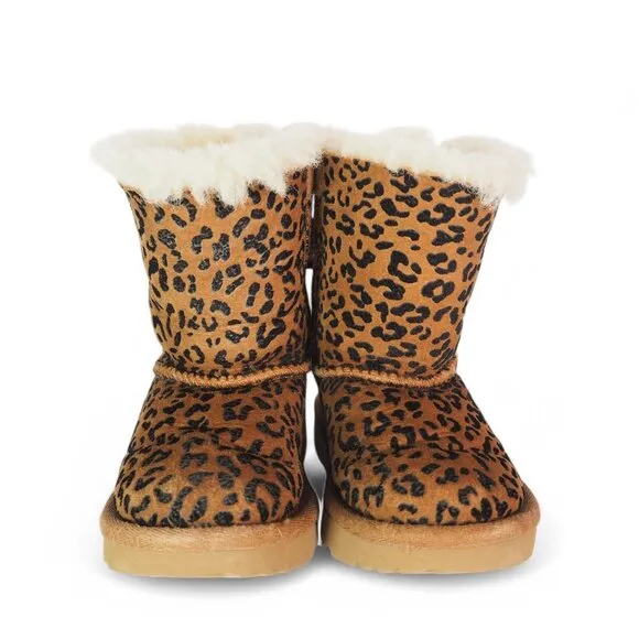 UGG Exotic Bailey Bow II Leopard Cheetah Print Boots Chestnut 1102369T Toddler 6