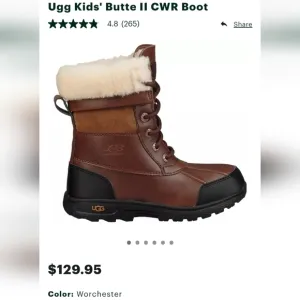UGG Kids' Butte II CWR Boot - Brown and Black Size EU36 / US 4